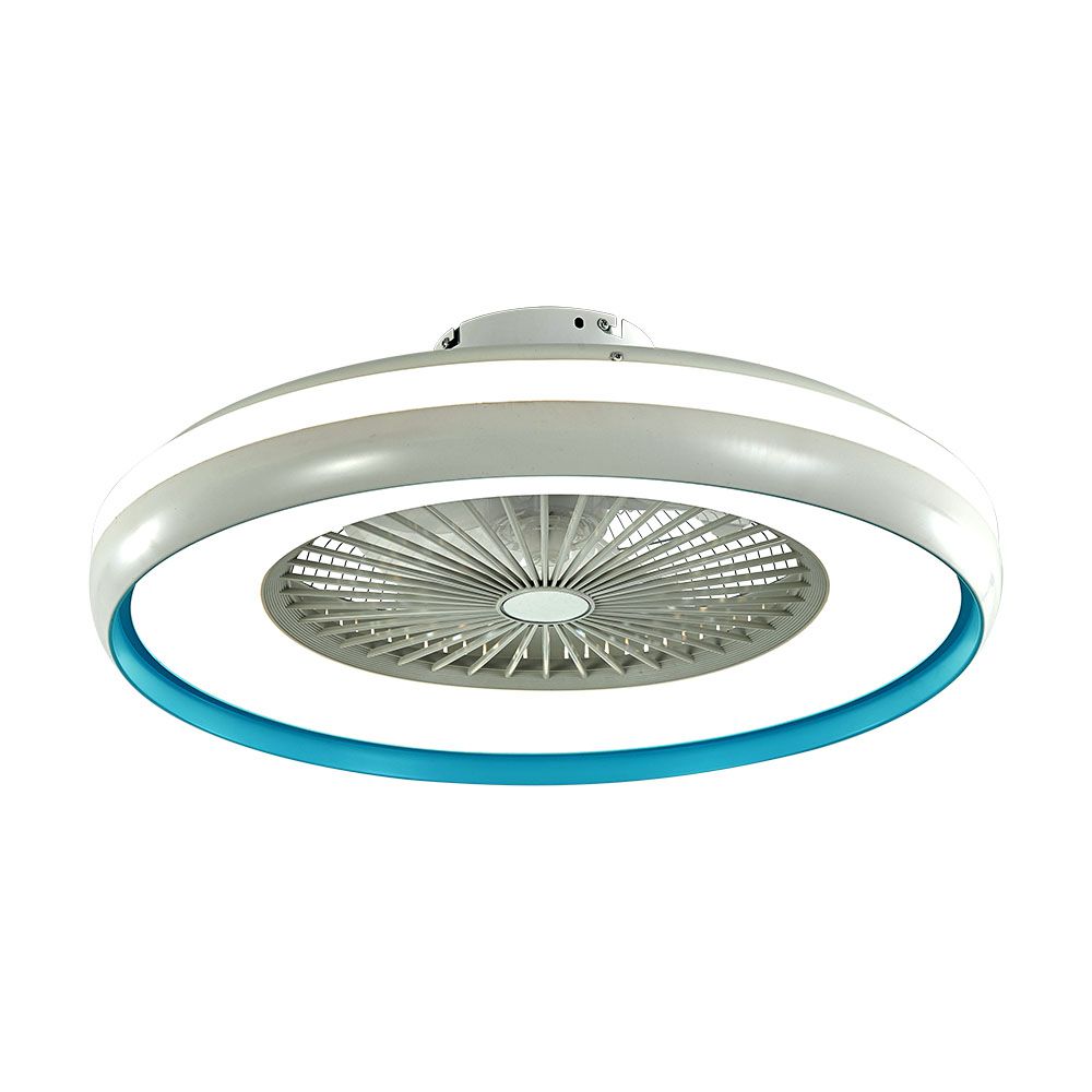 Ventilador de caja LED de con luz de techo Control RF 3 en 1 Motor Anillo azul