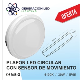 Plafón LED SERIE SATURNO 30W , 4100K con sensor