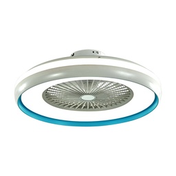 [VT-5022] Ventilador de caja LED de 45 W con luz de techo Control RF 3 en 1 Motor Anillo azul