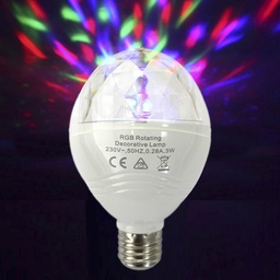 [97960] BOMBILLA DISCOTECA LED RGB E27 3W MULTICOLOR ROTAC